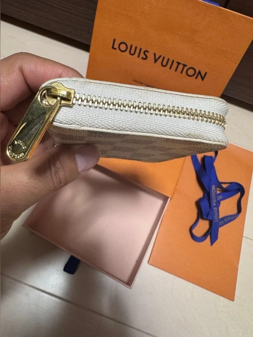 Louis Vuitton White Damier Azur Zippy Coin Purse Wallet